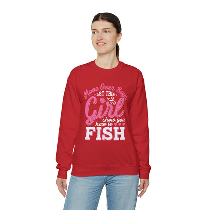 Girl Fishing Crewneck Sweatshirt