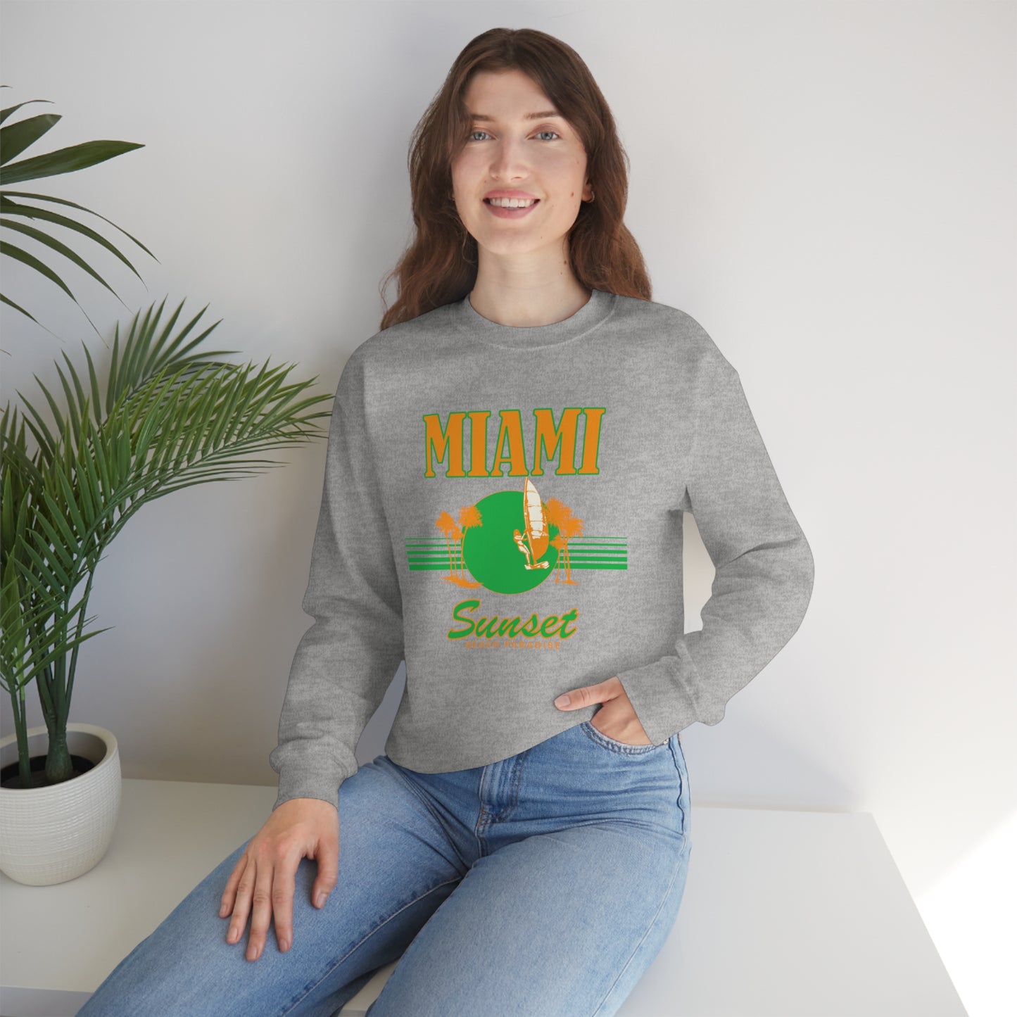 Miami Sunset Beach Paradise Crewneck Sweatshirt