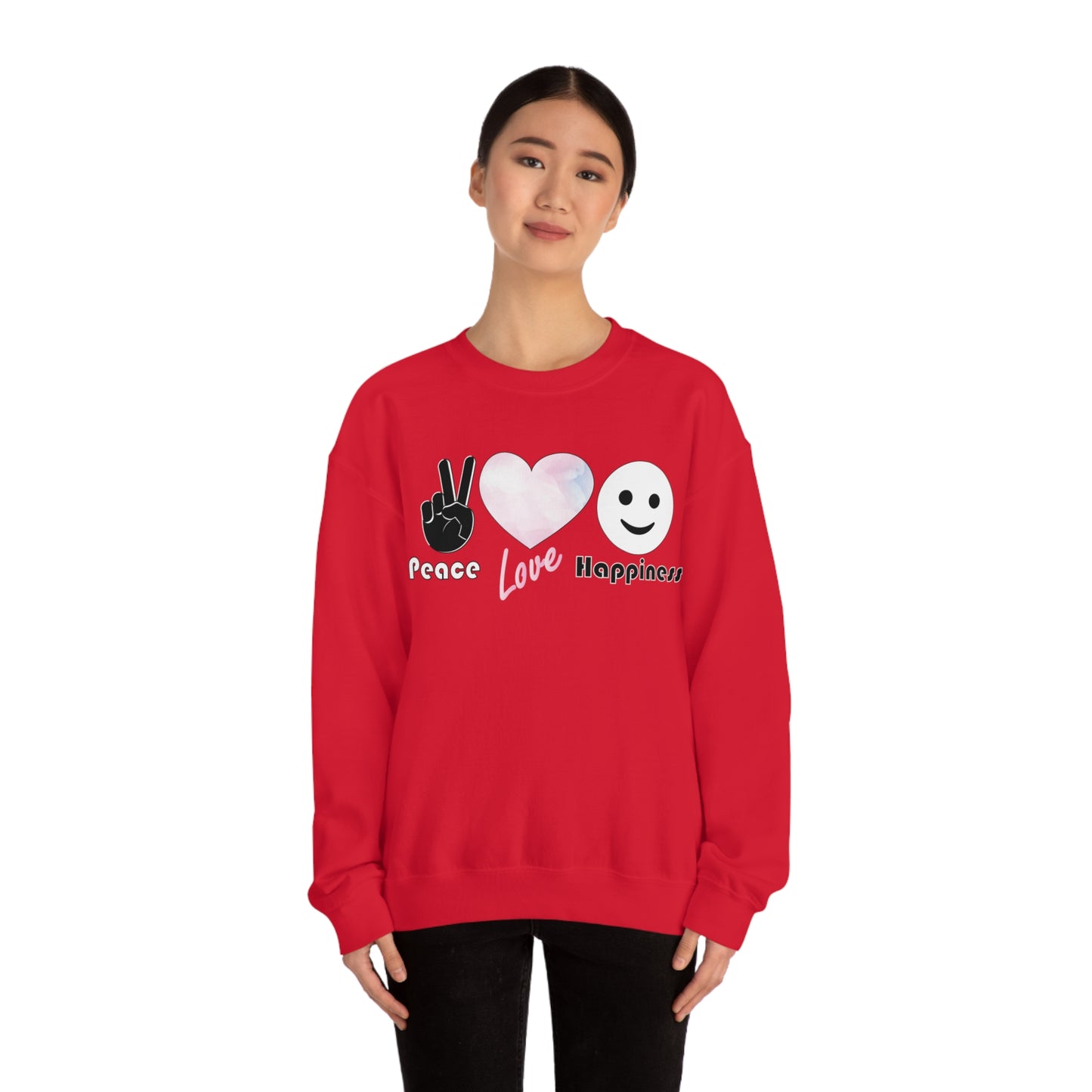 Peace-Love-Happiness Crewneck Sweatshirt