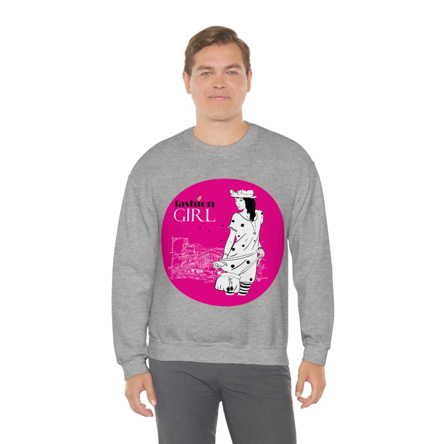 Pink Fashion girl Crewneck Sweatshirt