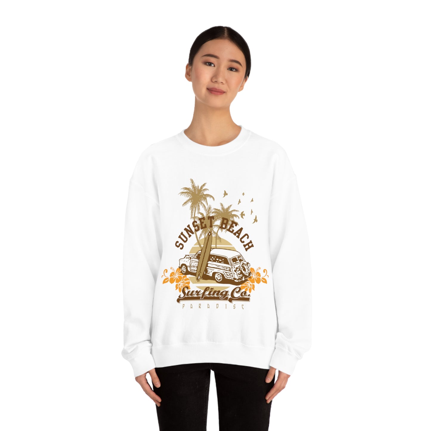 Sunset Beach Surfing Paradise Crewneck Sweatshirt