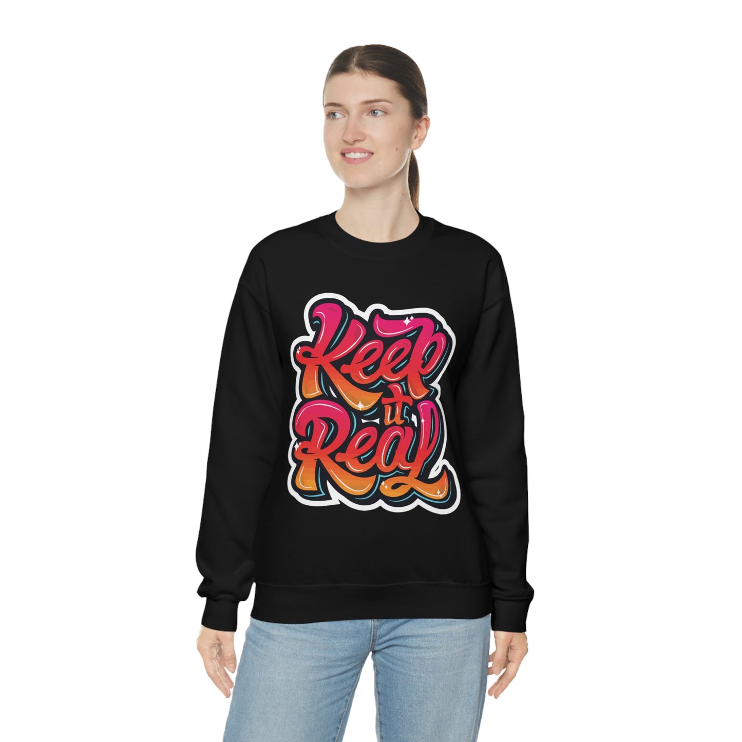 Keep it real colorful graffiti logo Crewneck Sweatshirt