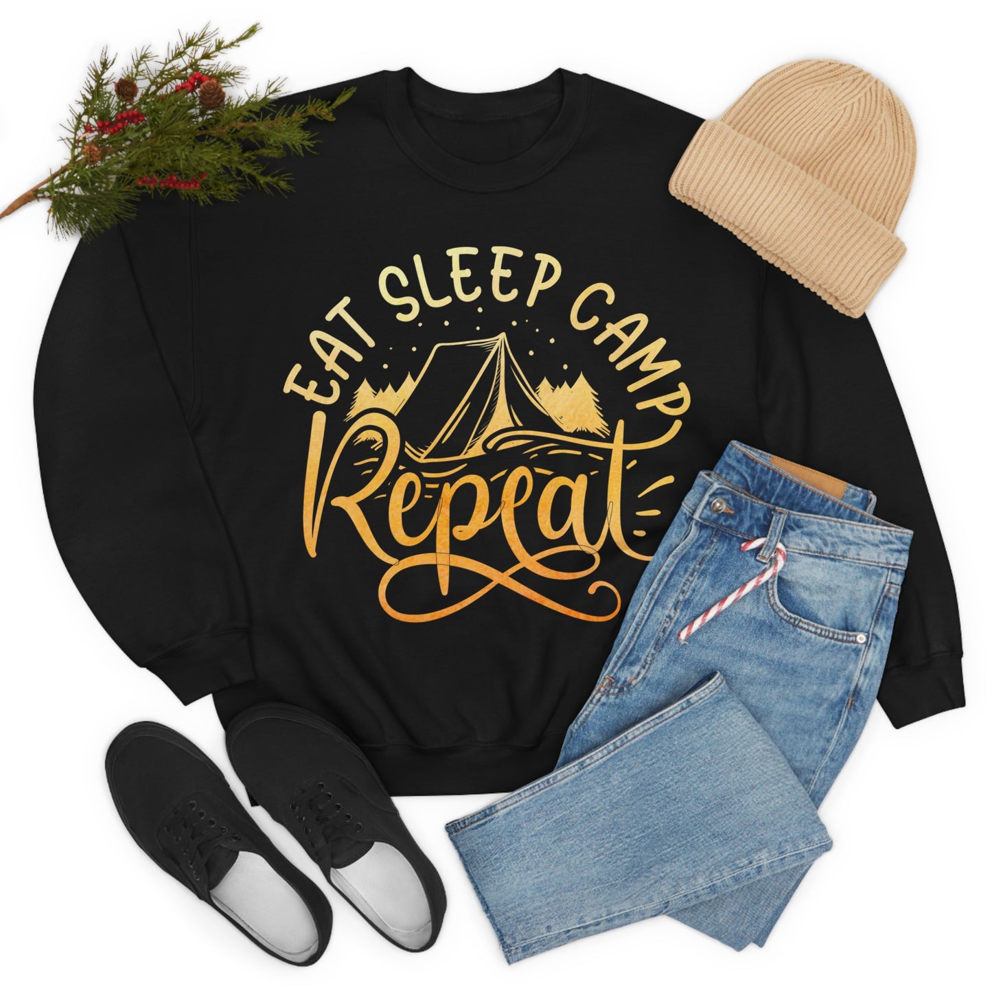 Eat Sleep Camp Repeat Crewneck Sweatshirt