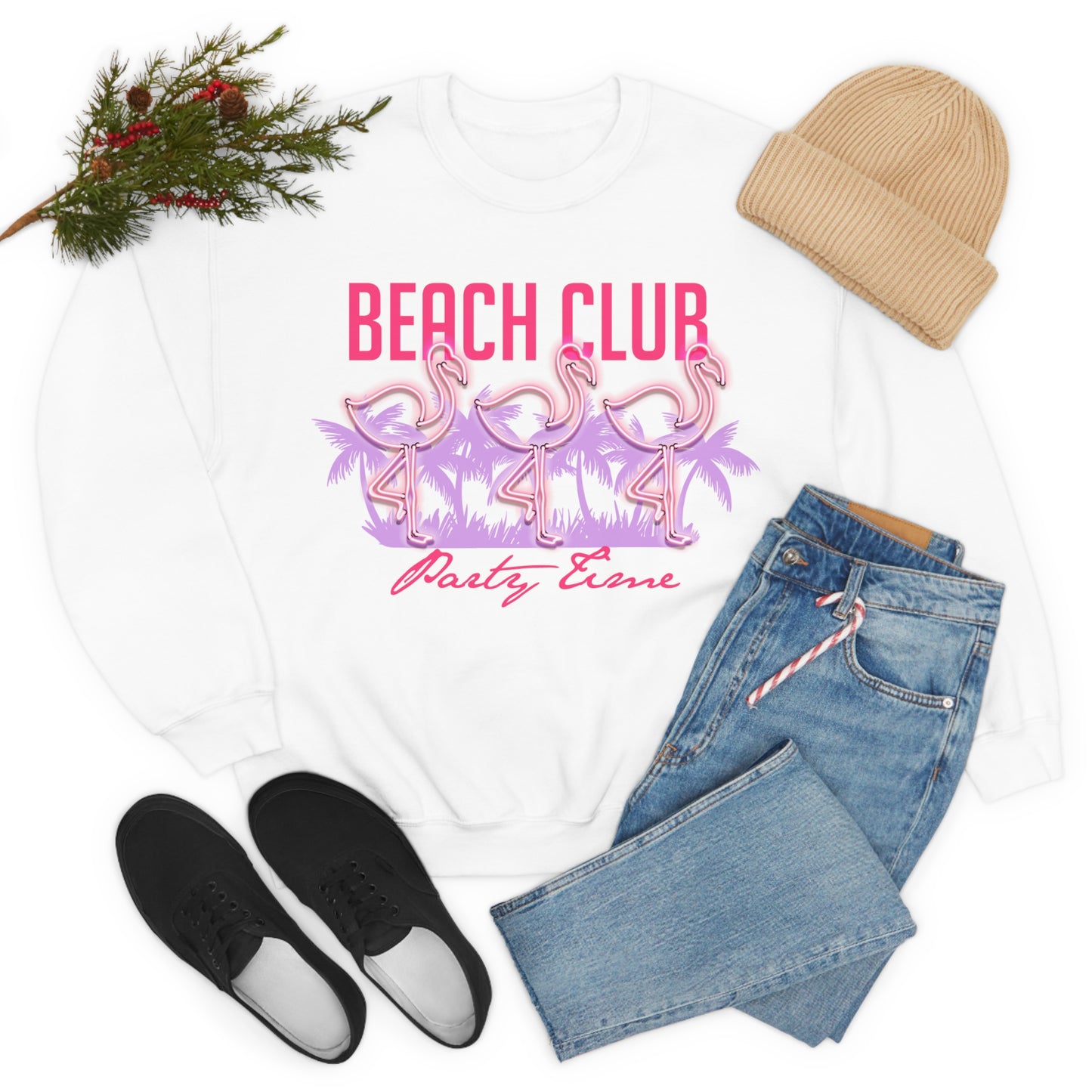 Beach Club Party Time Crewneck Sweatshirt