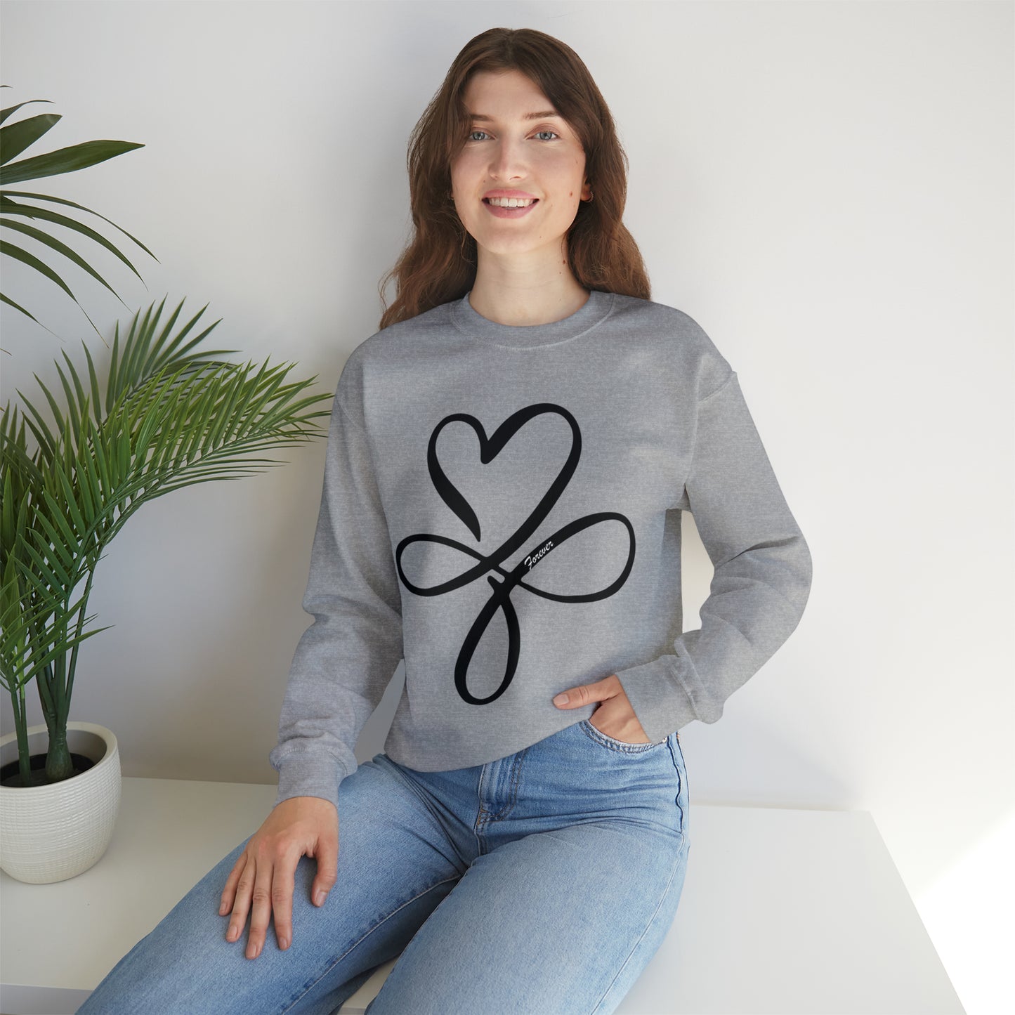 Heart symbol Love Infinity symbol Forever Crewneck Sweatshirt