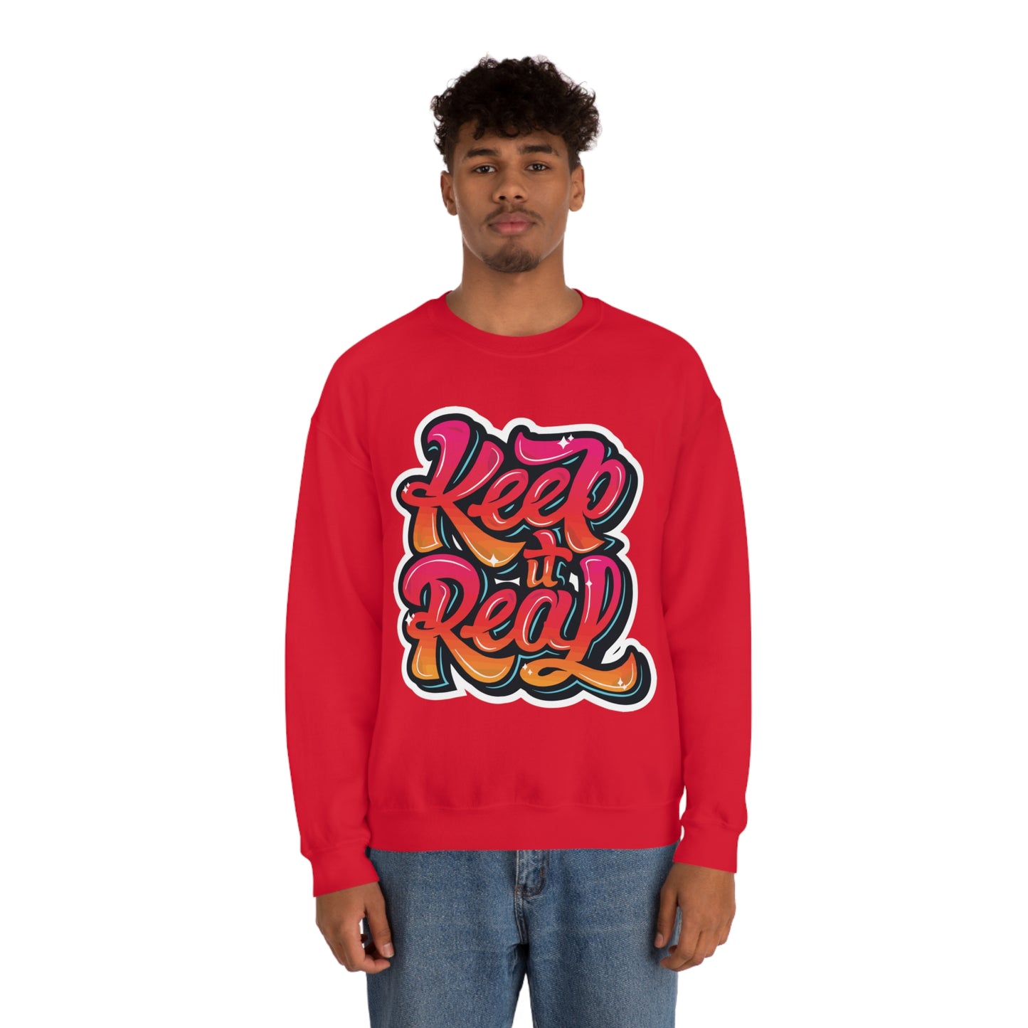 Keep it real colorful graffiti logo Crewneck Sweatshirt