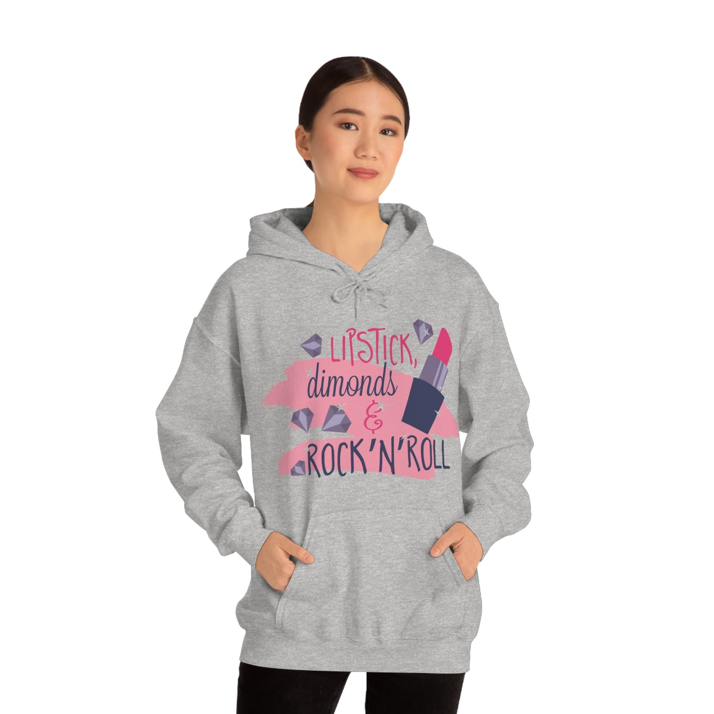 Lipstick-Diamonds and Rock & Roll Hoodie