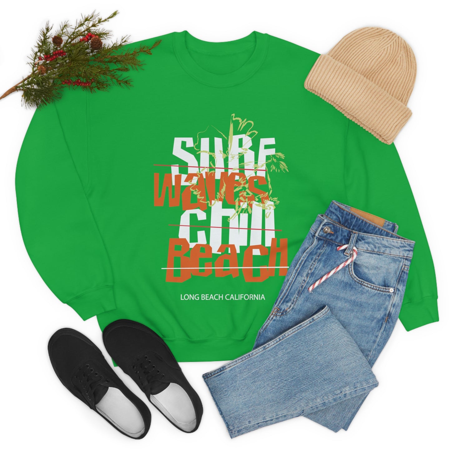 Surf Waves Chill Beach Crewneck Sweatshirt