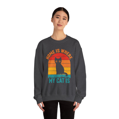 Home is where my cat is vintage Crewneck Sweatshirt