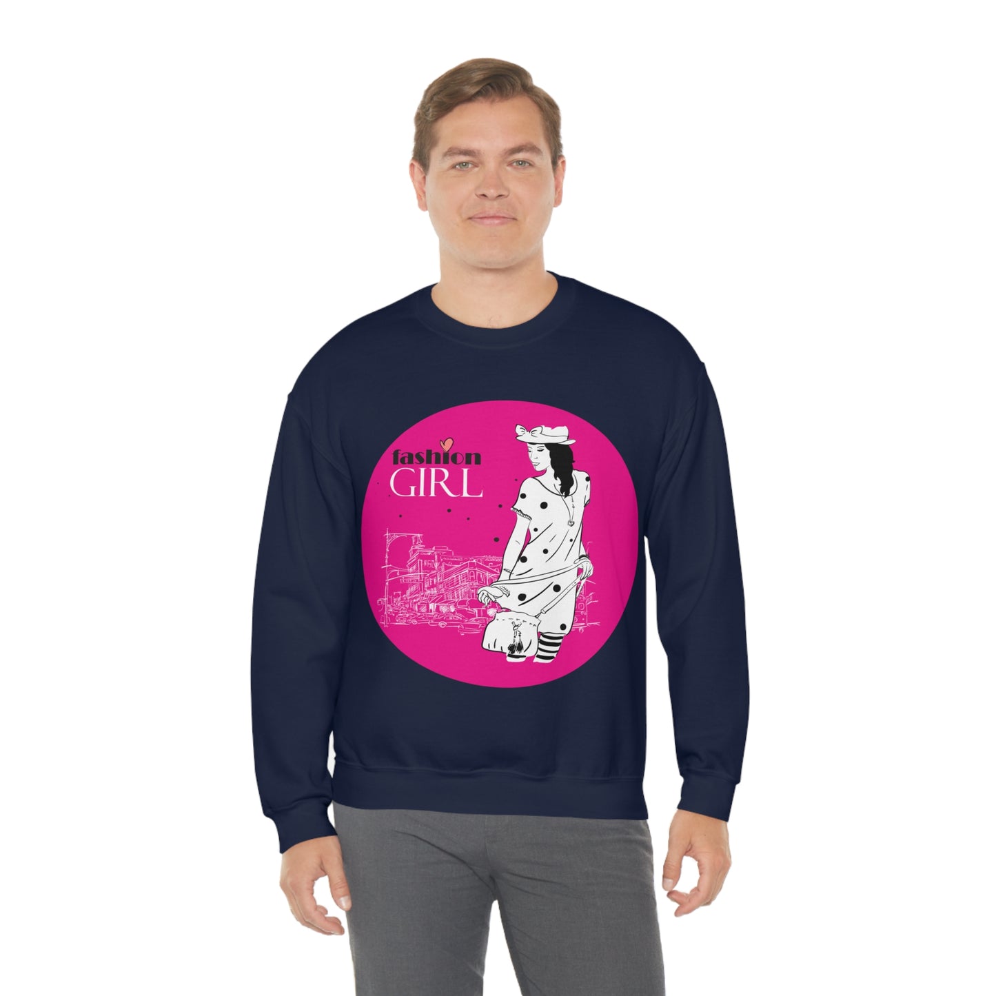 Pink Fashion girl Crewneck Sweatshirt