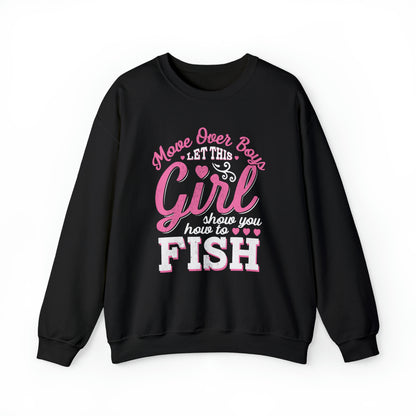 Girl Fishing Crewneck Sweatshirt