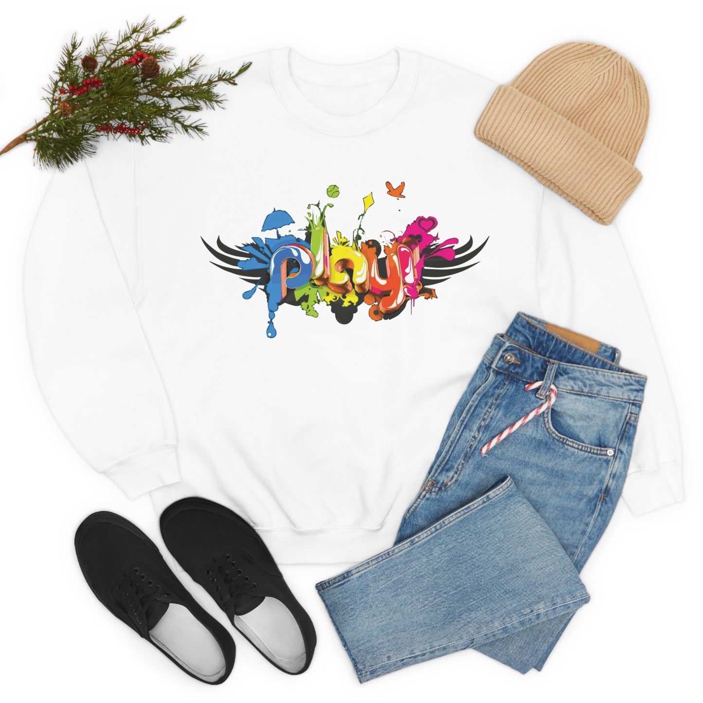 Play colorful graffiti Crewneck Sweatshirt