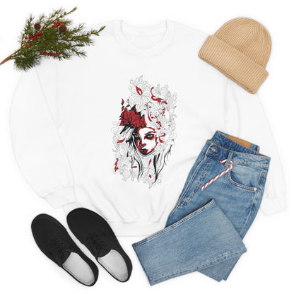 Beauty in Red and Floral Crewneck Sweatshirt