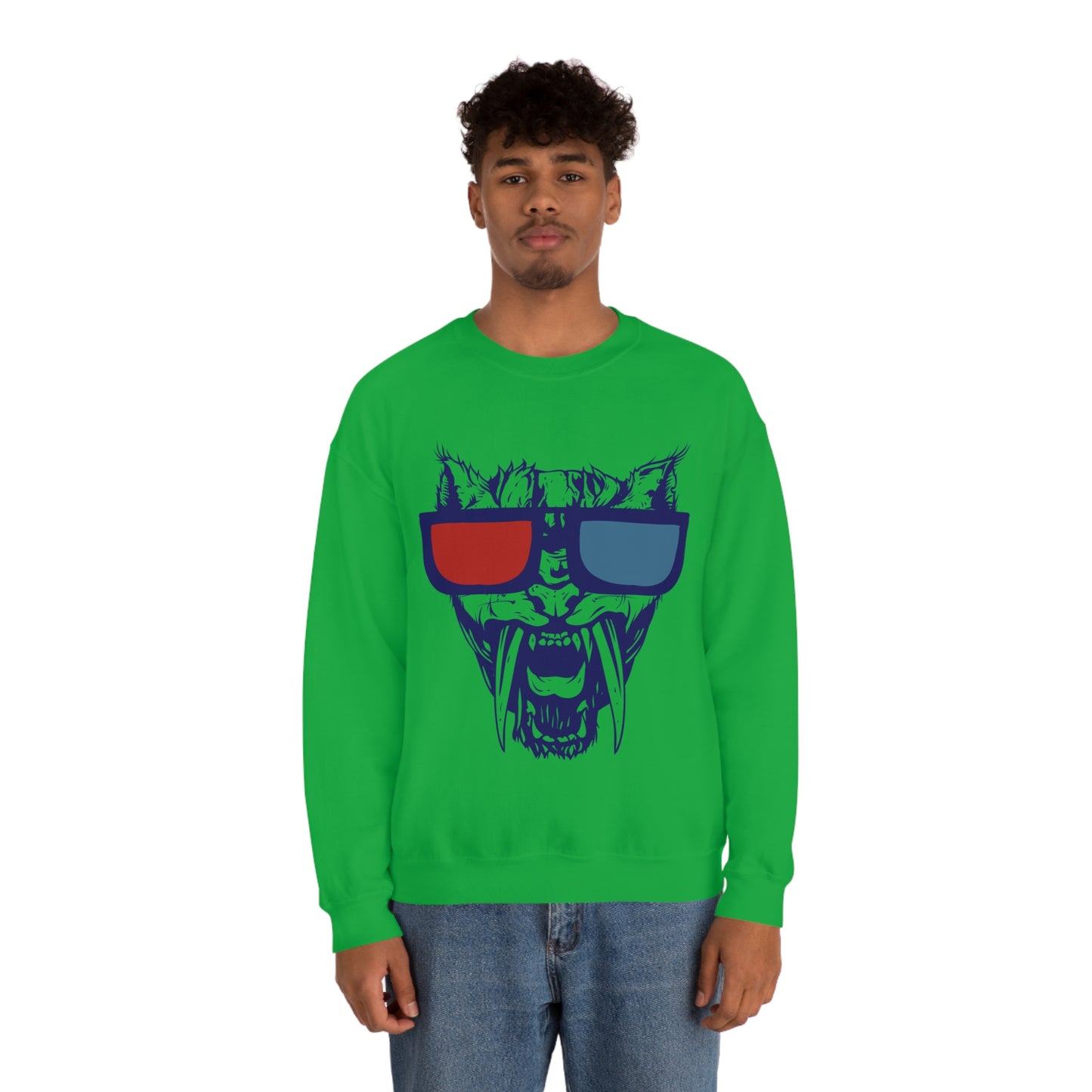 3D Glasses Tiger Crewneck Sweatshirt