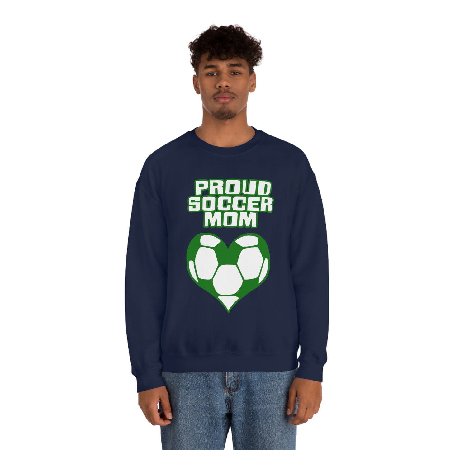 Proud -soccer-mom Heart Crewneck Sweatshirt