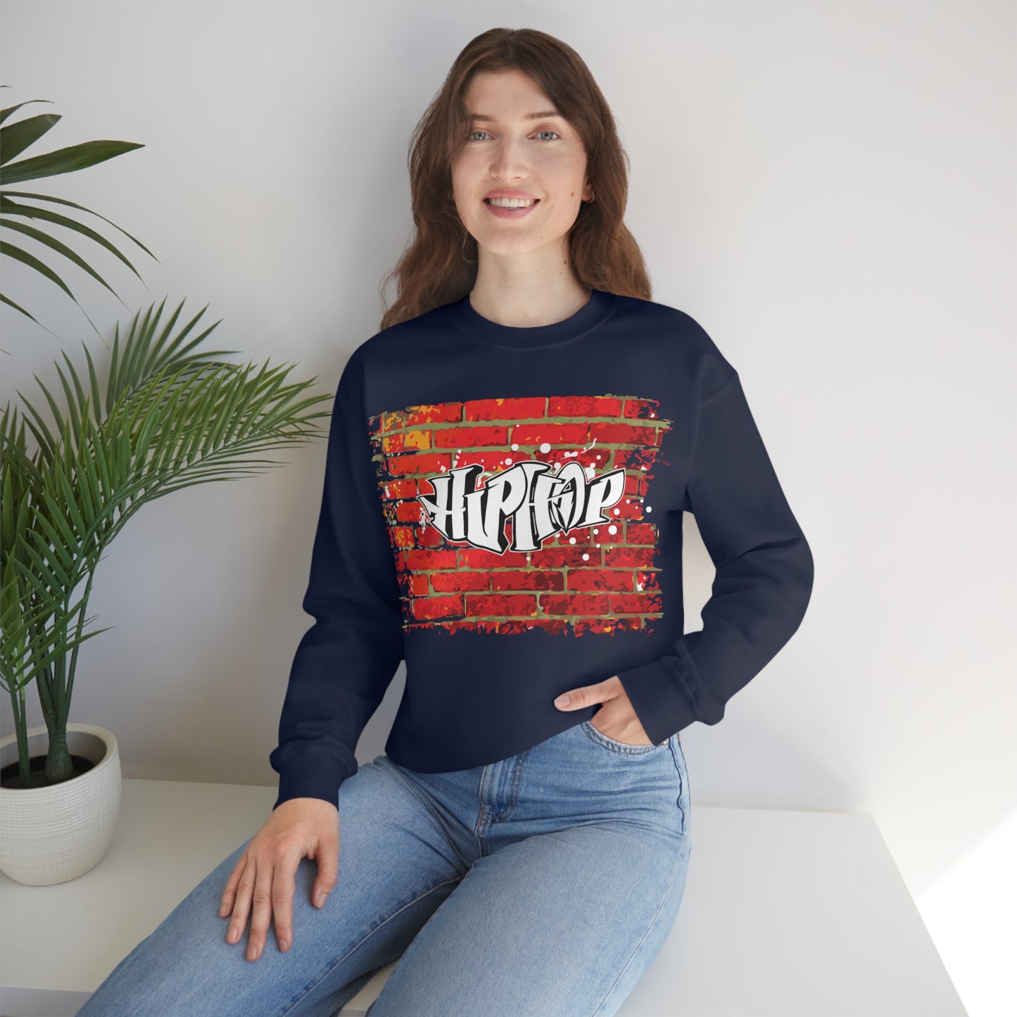 Hip Hop graffiti on the wall Crewneck Sweatshirt