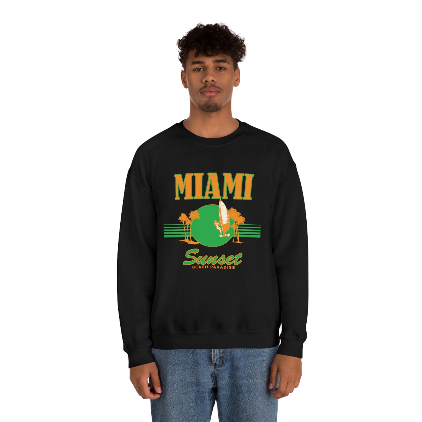 Miami Sunset Beach Paradise Crewneck Sweatshirt