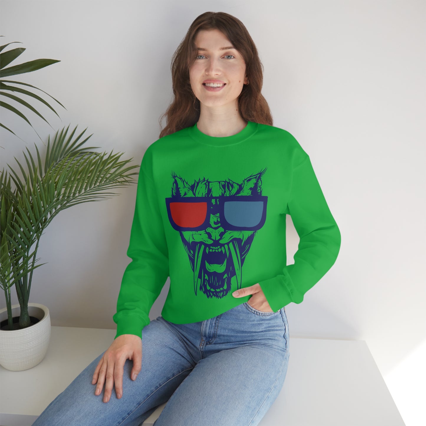 3D Glasses Tiger Crewneck Sweatshirt