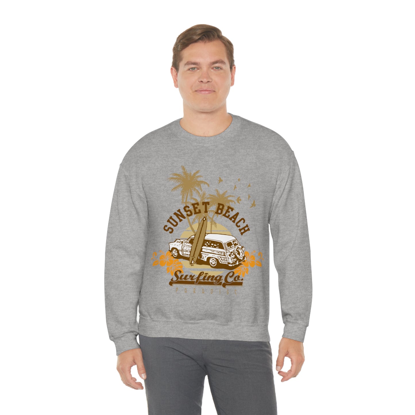 Sunset Beach Surfing Paradise Crewneck Sweatshirt