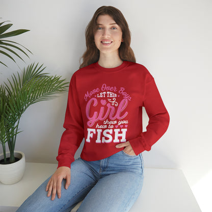 Girl Fishing Crewneck Sweatshirt