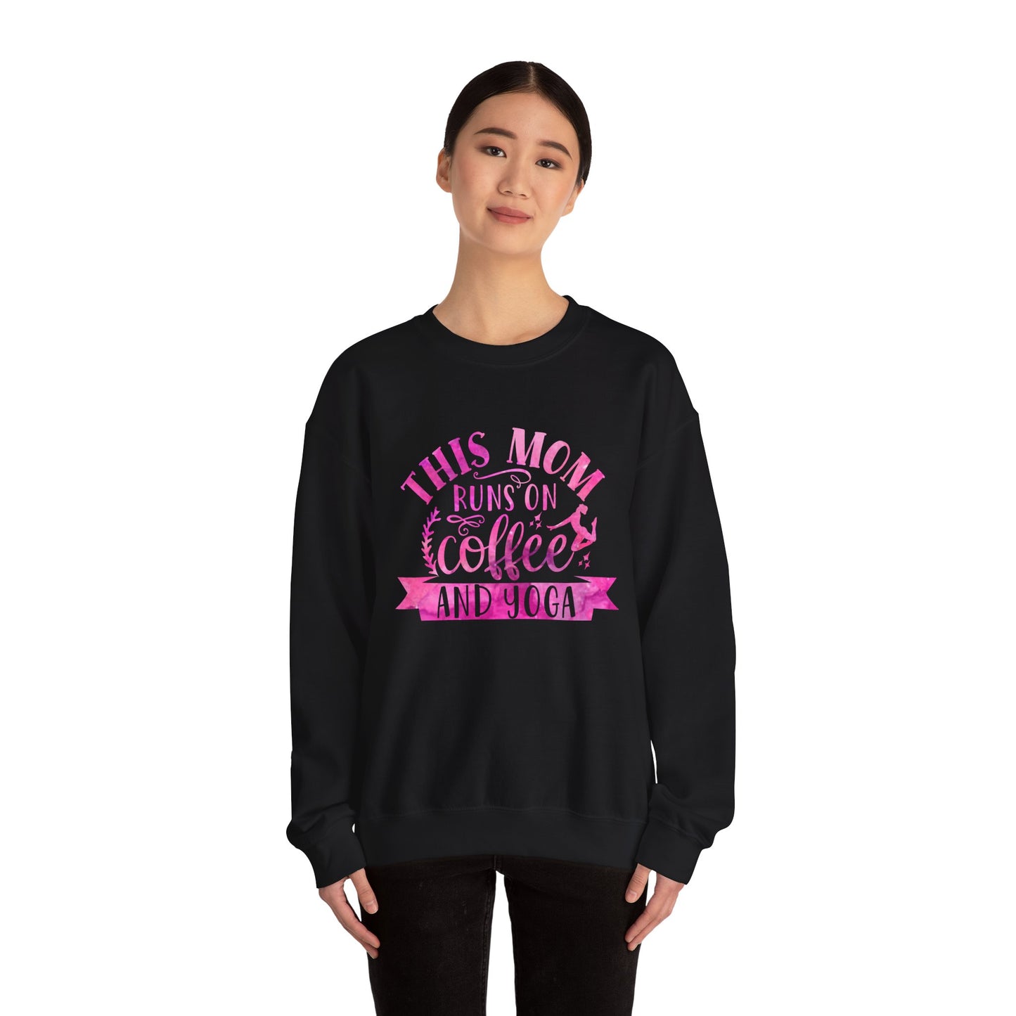 This mom runs on coffee and yoga Crewneck Sweatshirt