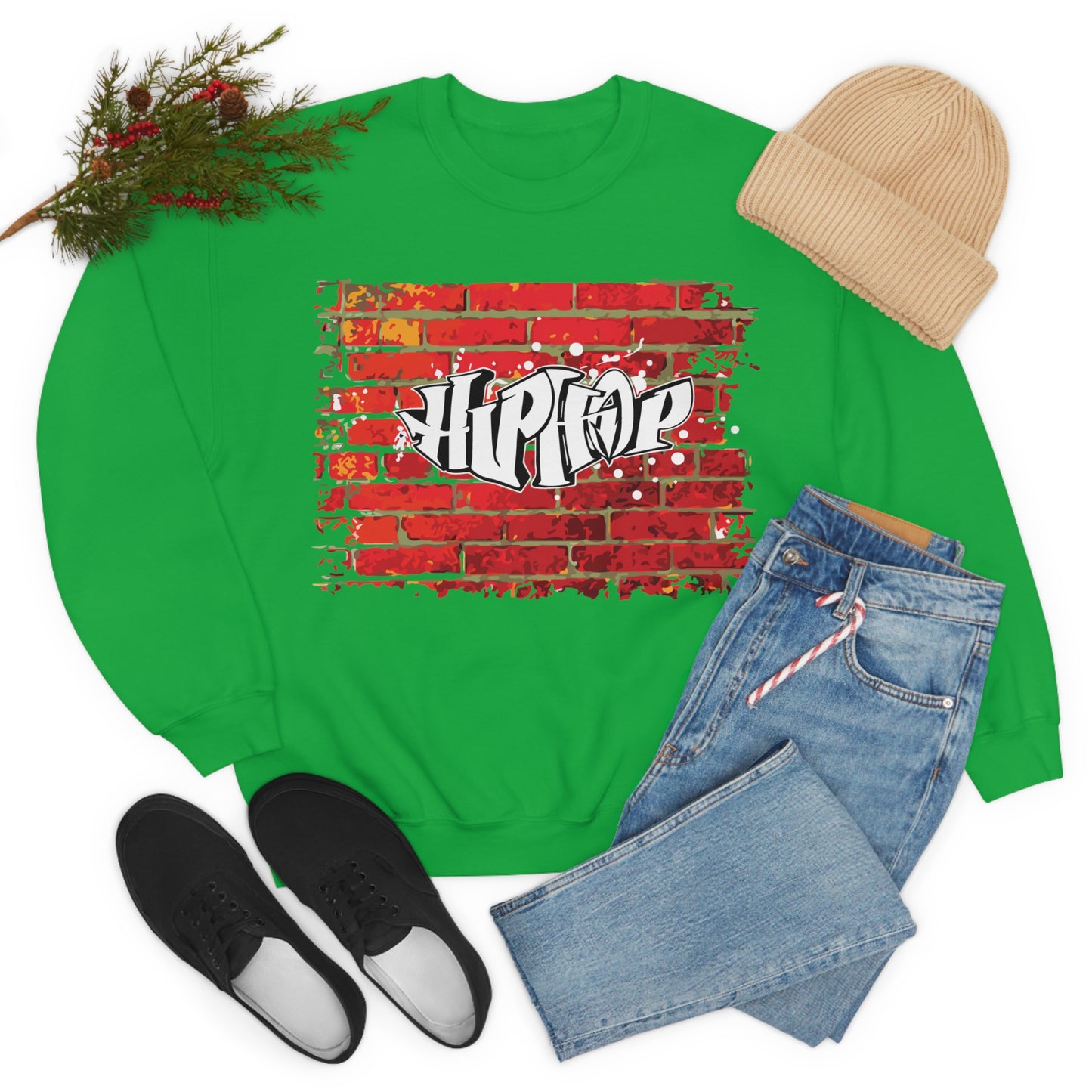 Hip Hop graffiti on the wall Crewneck Sweatshirt