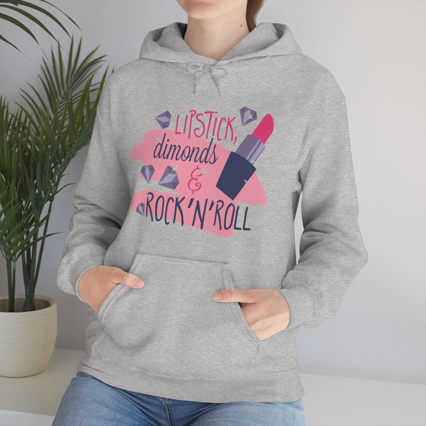 Lipstick-Diamonds and Rock & Roll Hoodie