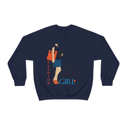 Fashion girl with a bag Crewneck Sweatshirt