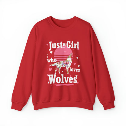 Just A Girl Who Loves Wolves Crewneck Sweatshirt