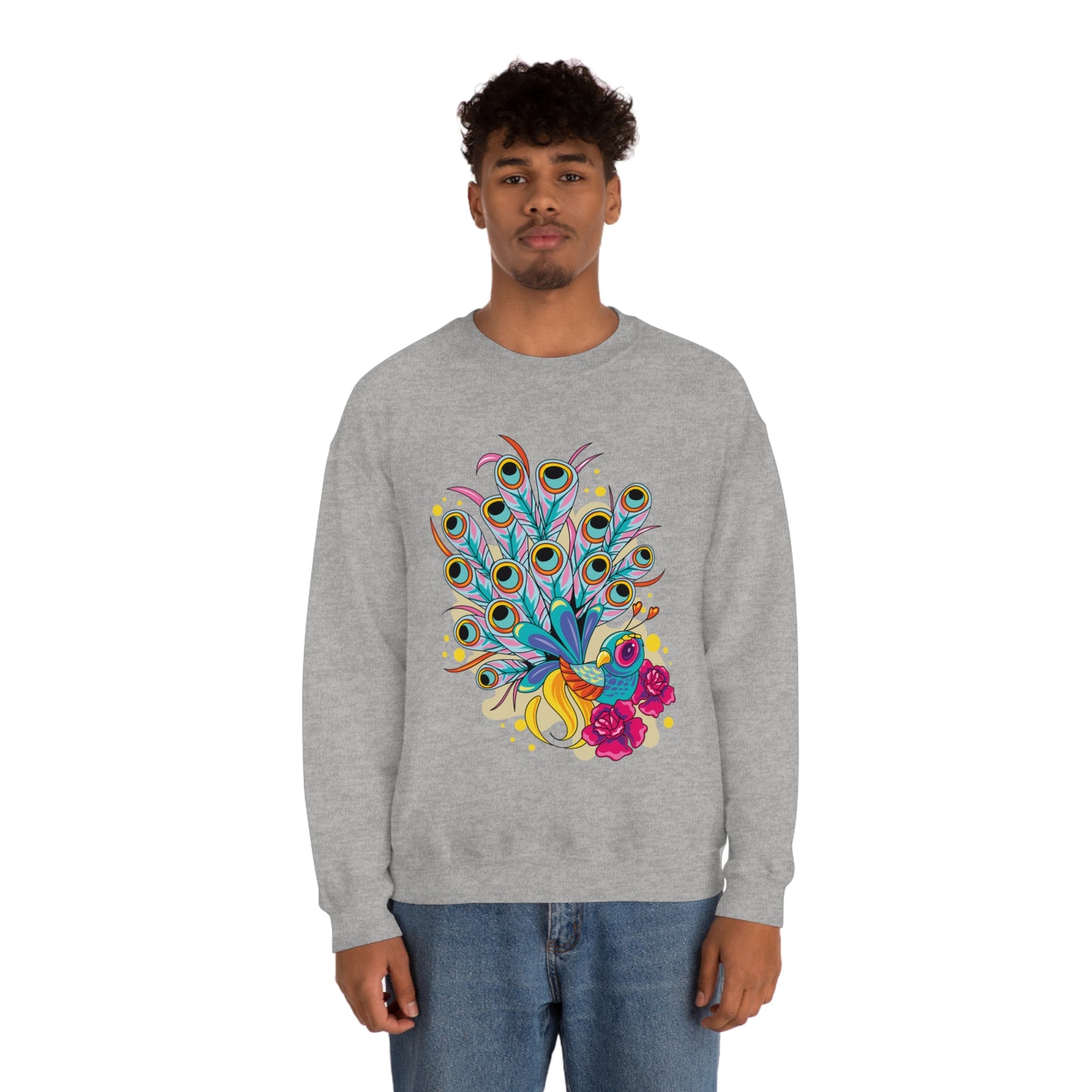 Colorful Peacock Crewneck Sweatshirt