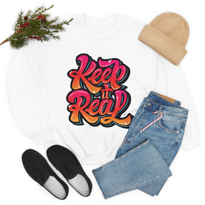 Keep it real colorful graffiti logo Crewneck Sweatshirt