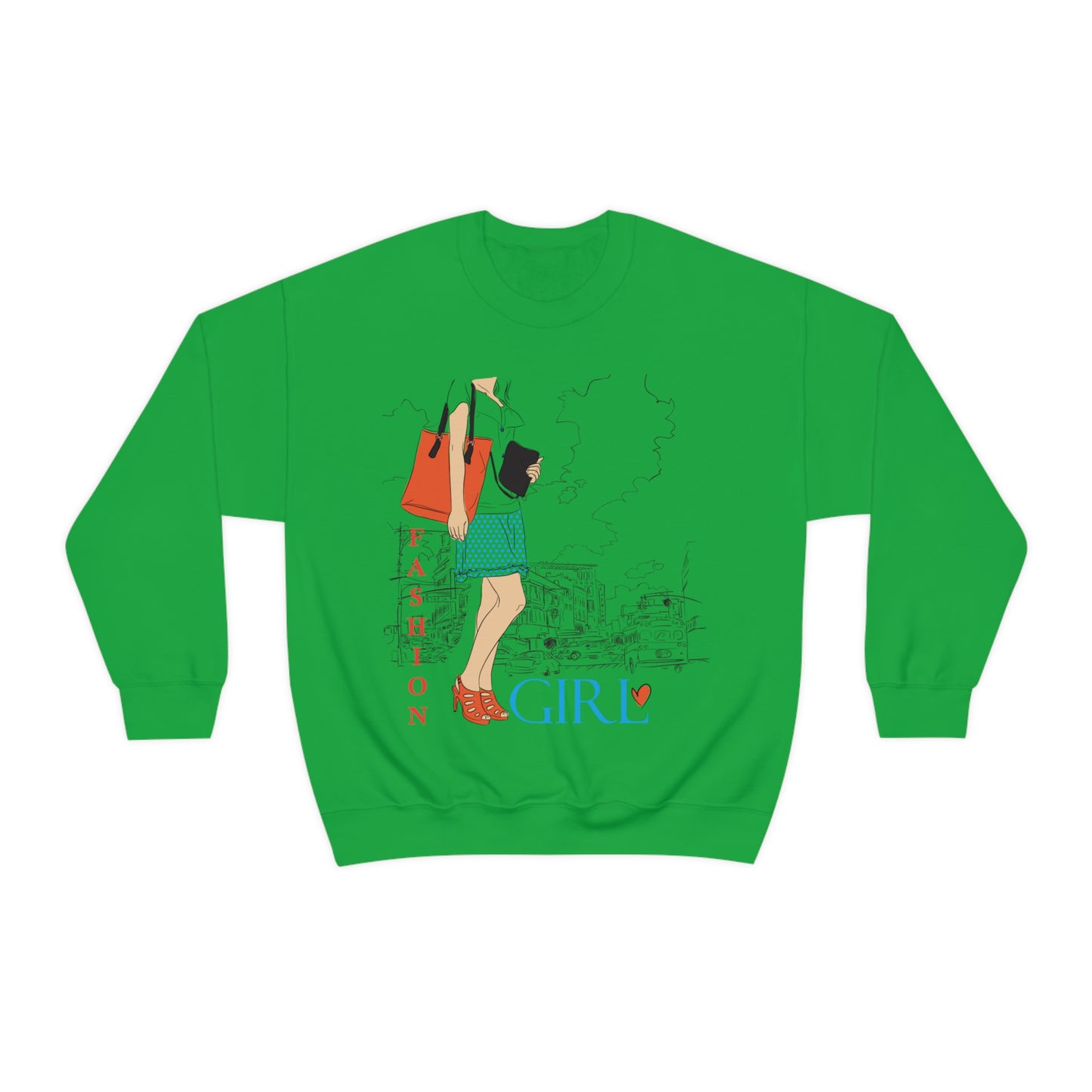 Fashion girl with a bag Crewneck Sweatshirt