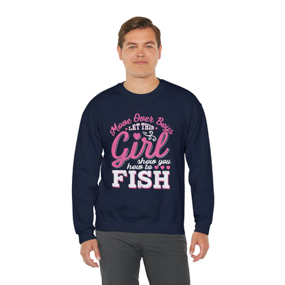 Girl Fishing Crewneck Sweatshirt