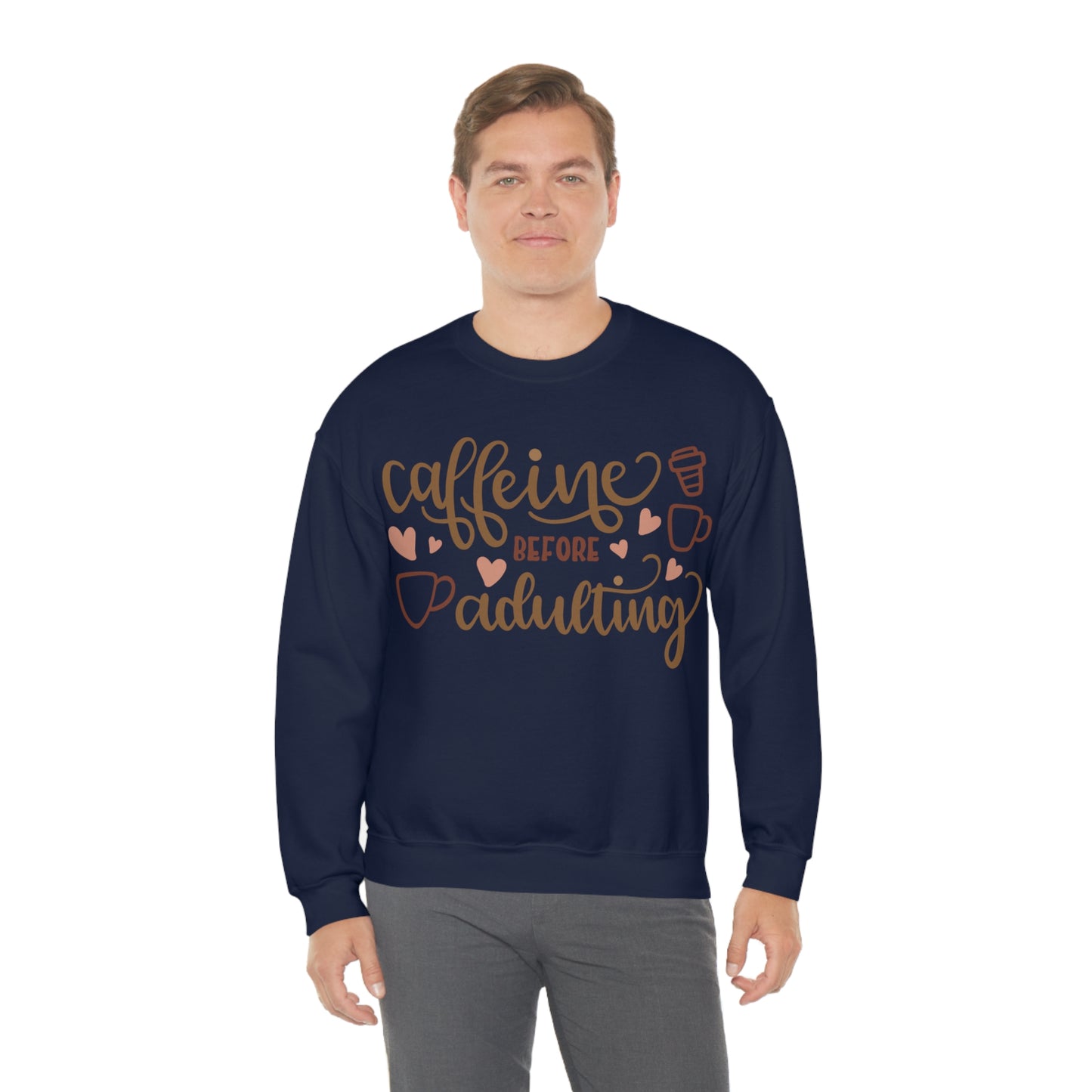 Caffeine before adulting Crewneck Sweatshirt