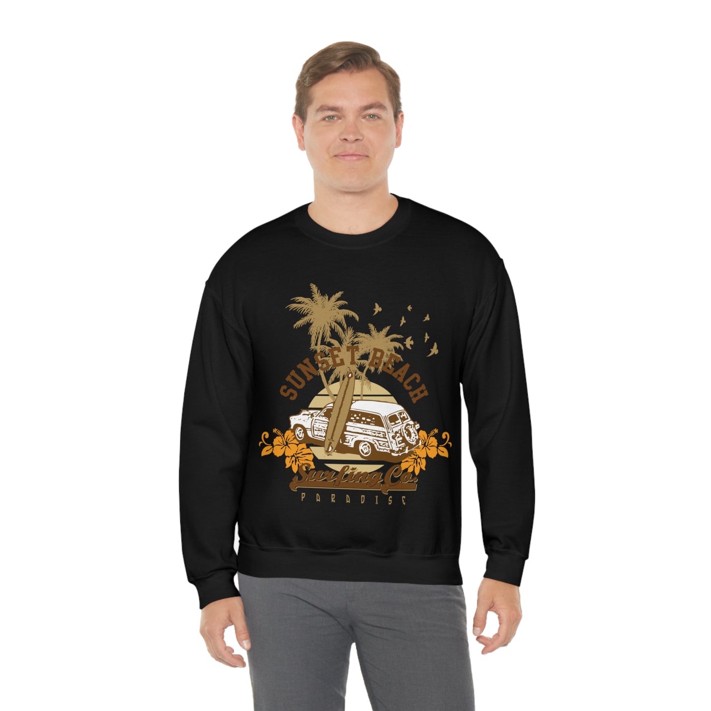 Sunset Beach Surfing Paradise Crewneck Sweatshirt