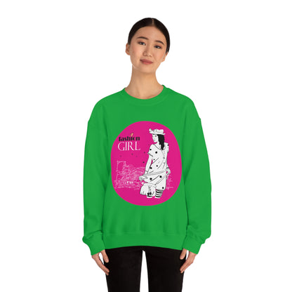 Pink Fashion girl Crewneck Sweatshirt