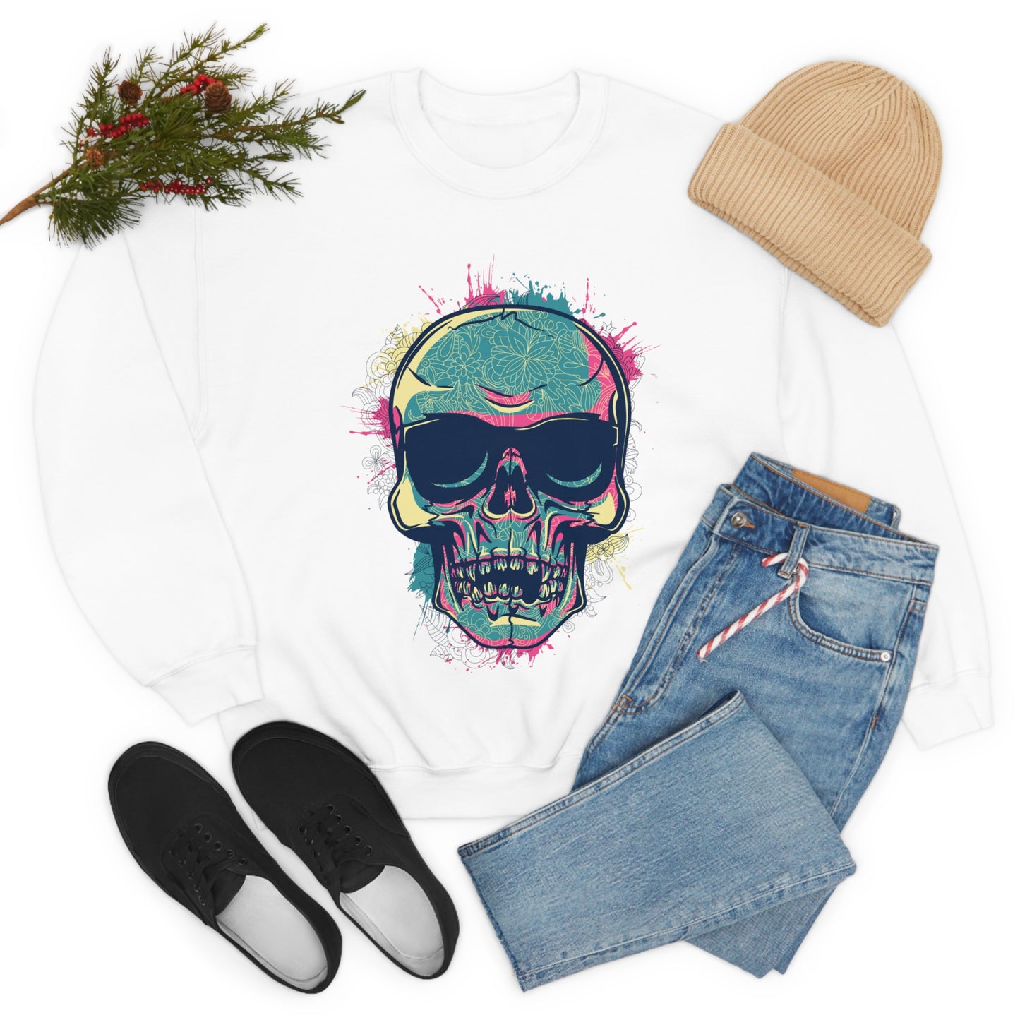 South Beach Skull Crewneck Sweatshirt