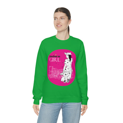 Pink Fashion girl Crewneck Sweatshirt