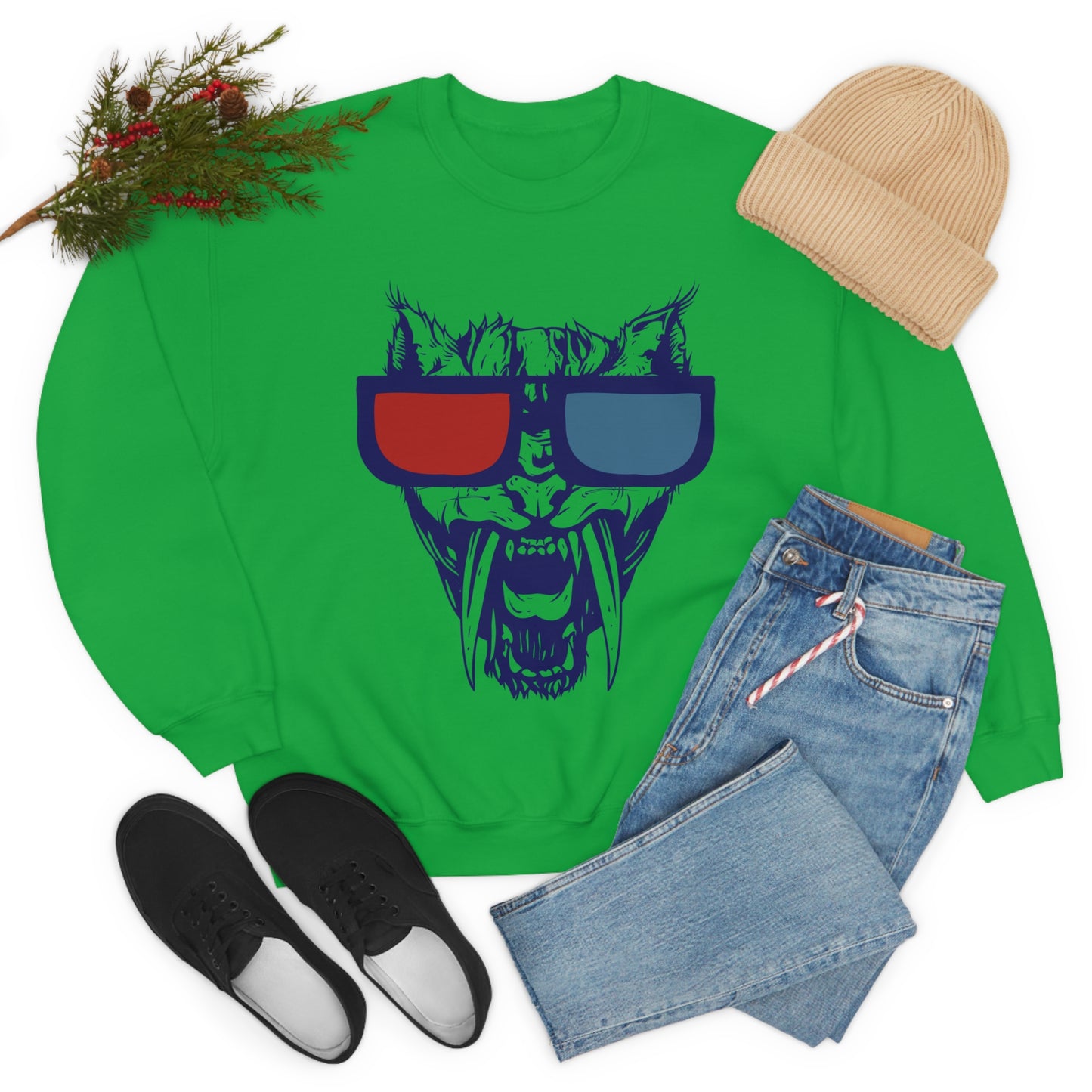 3D Glasses Tiger Crewneck Sweatshirt