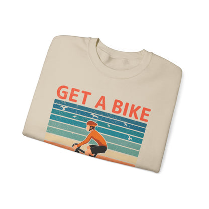 Get a bike and get a life vintage Crewneck Sweatshirt