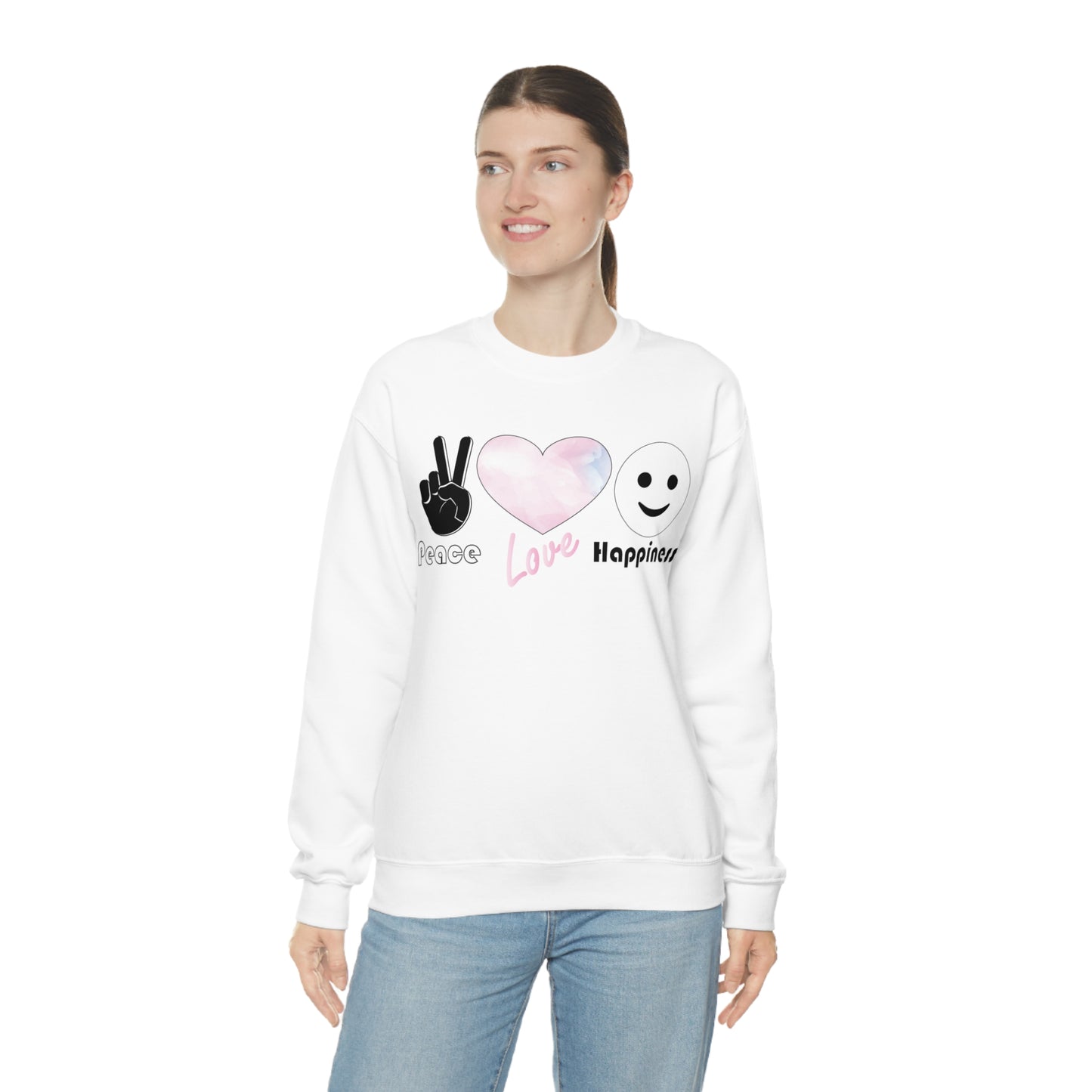 Peace-Love-Happiness Crewneck Sweatshirt