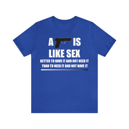 A Gun is Like Sex T-Shirt