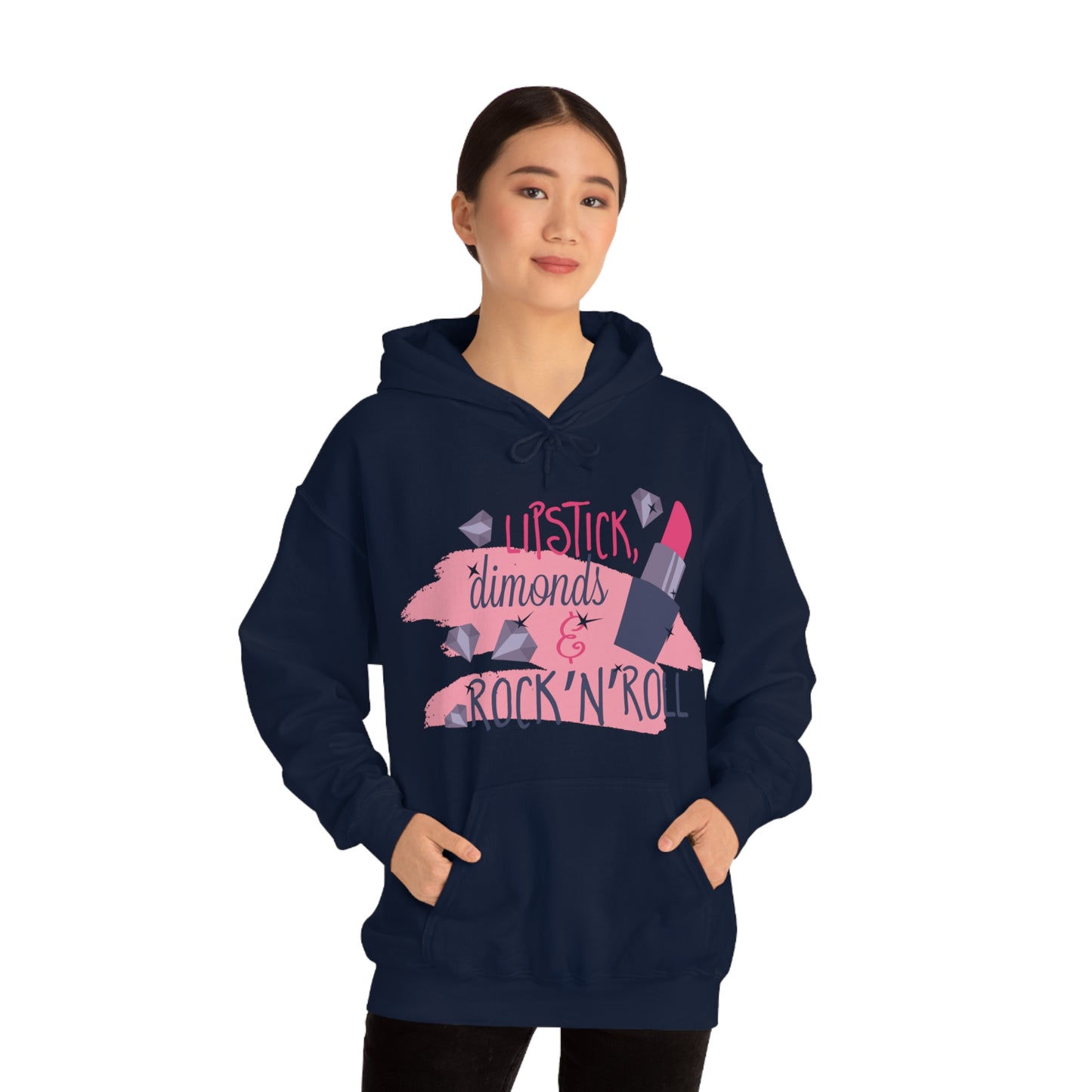 Lipstick-Diamonds and Rock & Roll Hoodie