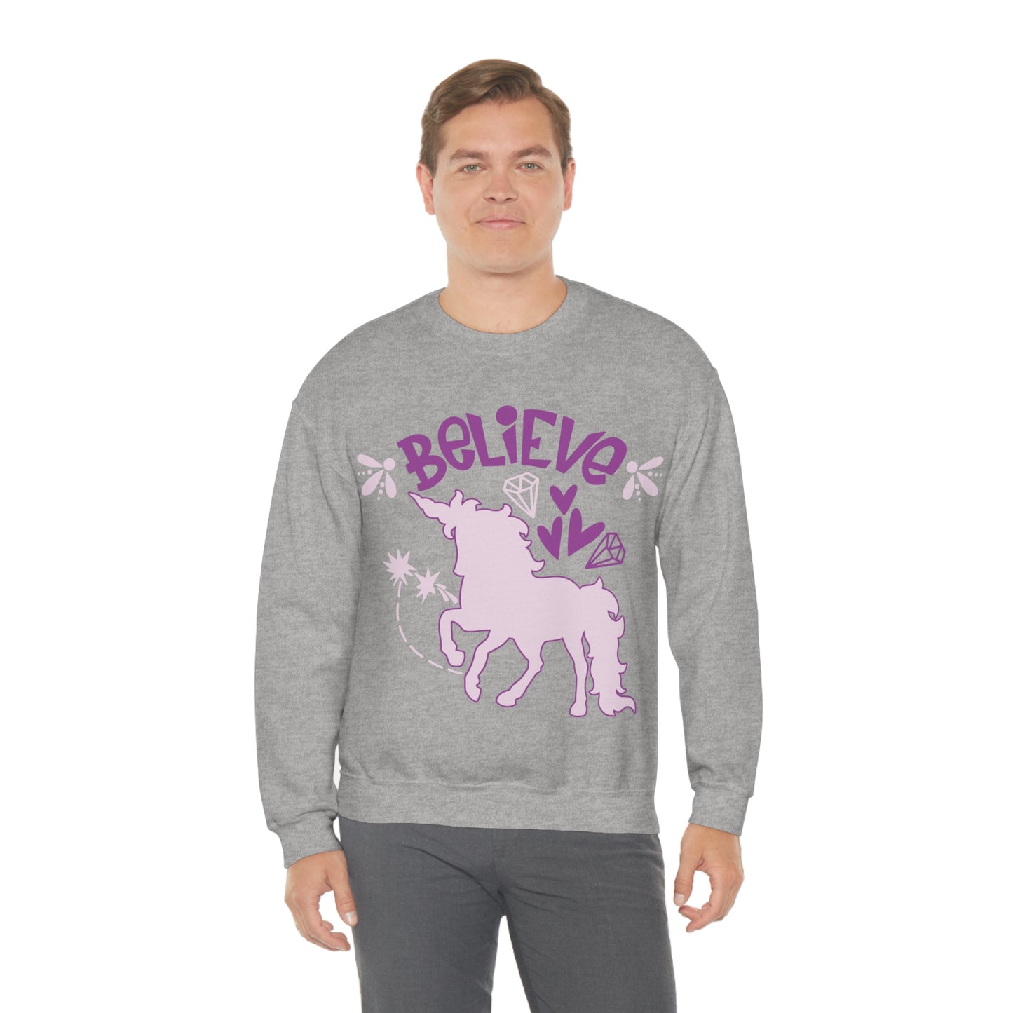 Unicorns_Believe Crewneck Sweatshirt