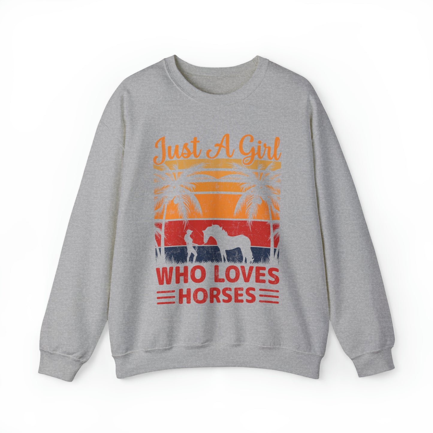 A girl who loves horses vintage Crewneck Sweatshirt