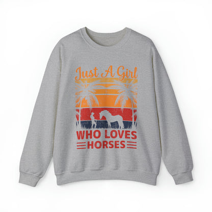 A girl who loves horses vintage Crewneck Sweatshirt