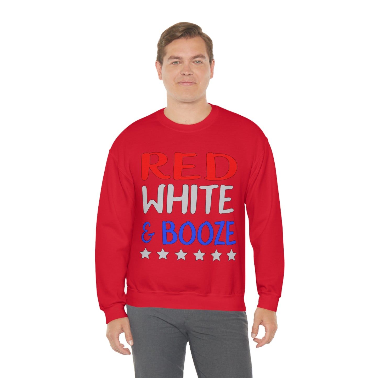 Red  White Booze Crewneck Sweatshirt