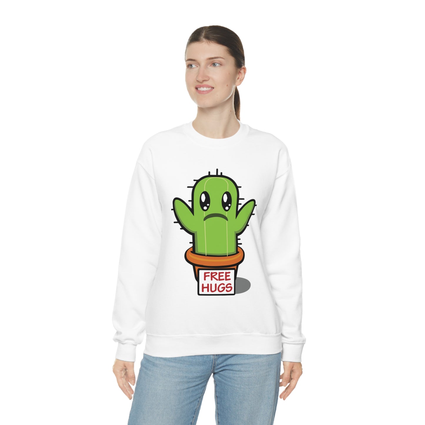 Free hugs sad cactus Crewneck Sweatshirt