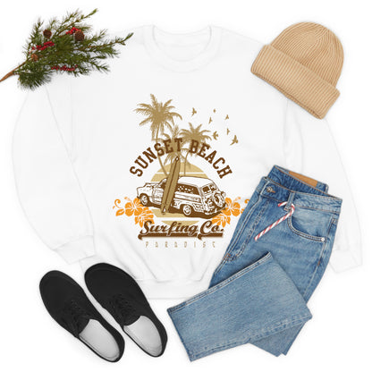 Sunset Beach Surfing Paradise Crewneck Sweatshirt