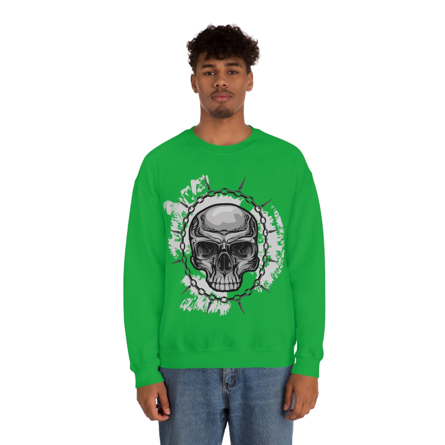 Skull Chain Splatter Crewneck Sweatshirt